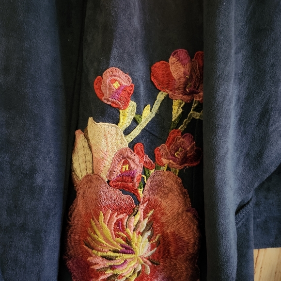 V Christina Open Draped Blue Cardigan - Picture 3 of 6